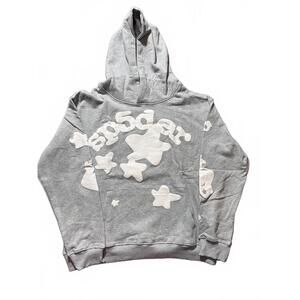 Sp5der Style Web Puff Print Hoodie Gray Medium Streetwear